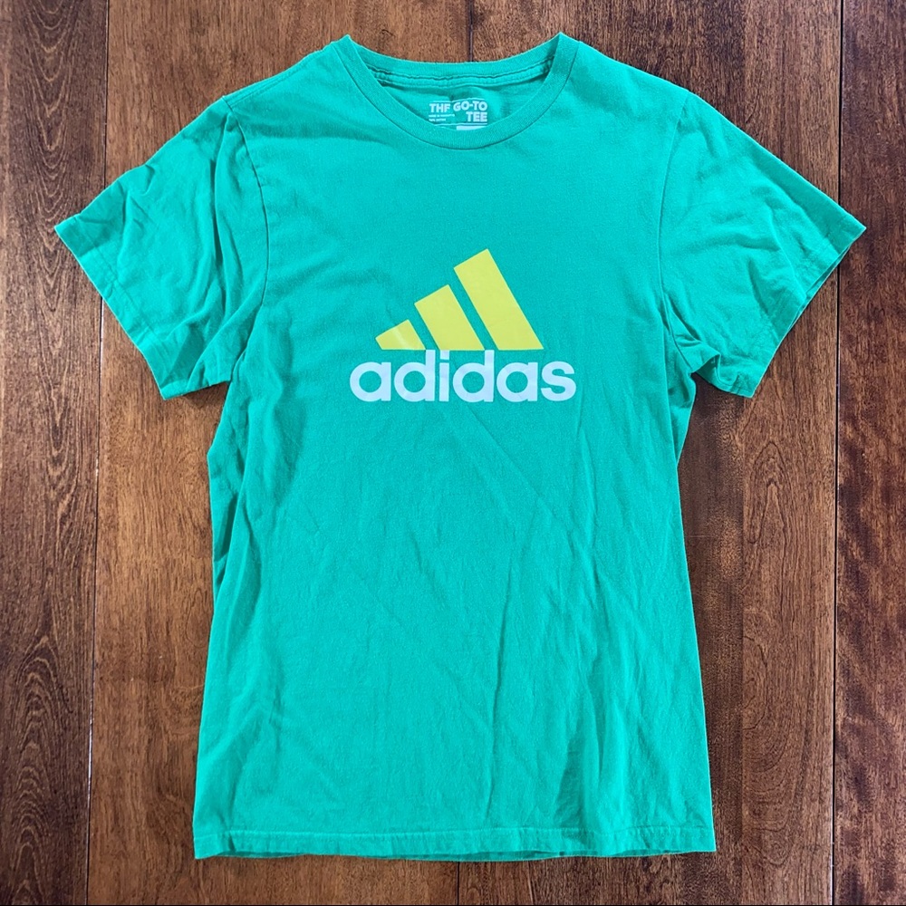 Mens Adidas The Go-To Tee t-shirt green yellow small